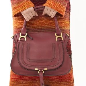 Marcie Double Leather Carry Bag - Dark Ruby - BRAND NEW